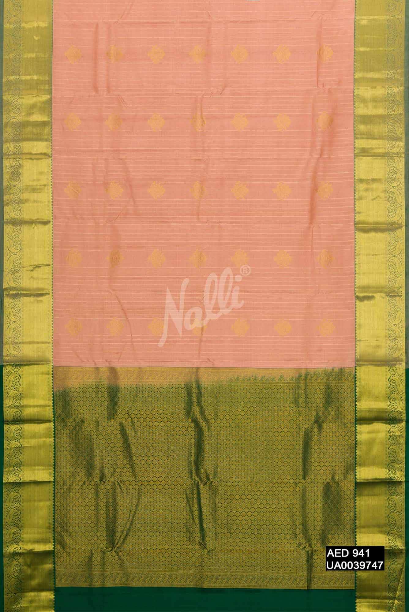 Golden Peach Kanchipuram Silk Saree