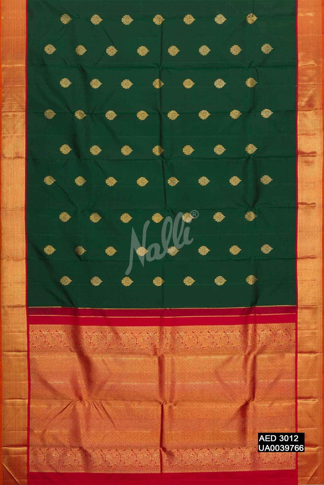 Bottle Green Kanchipuram Silk Saree
