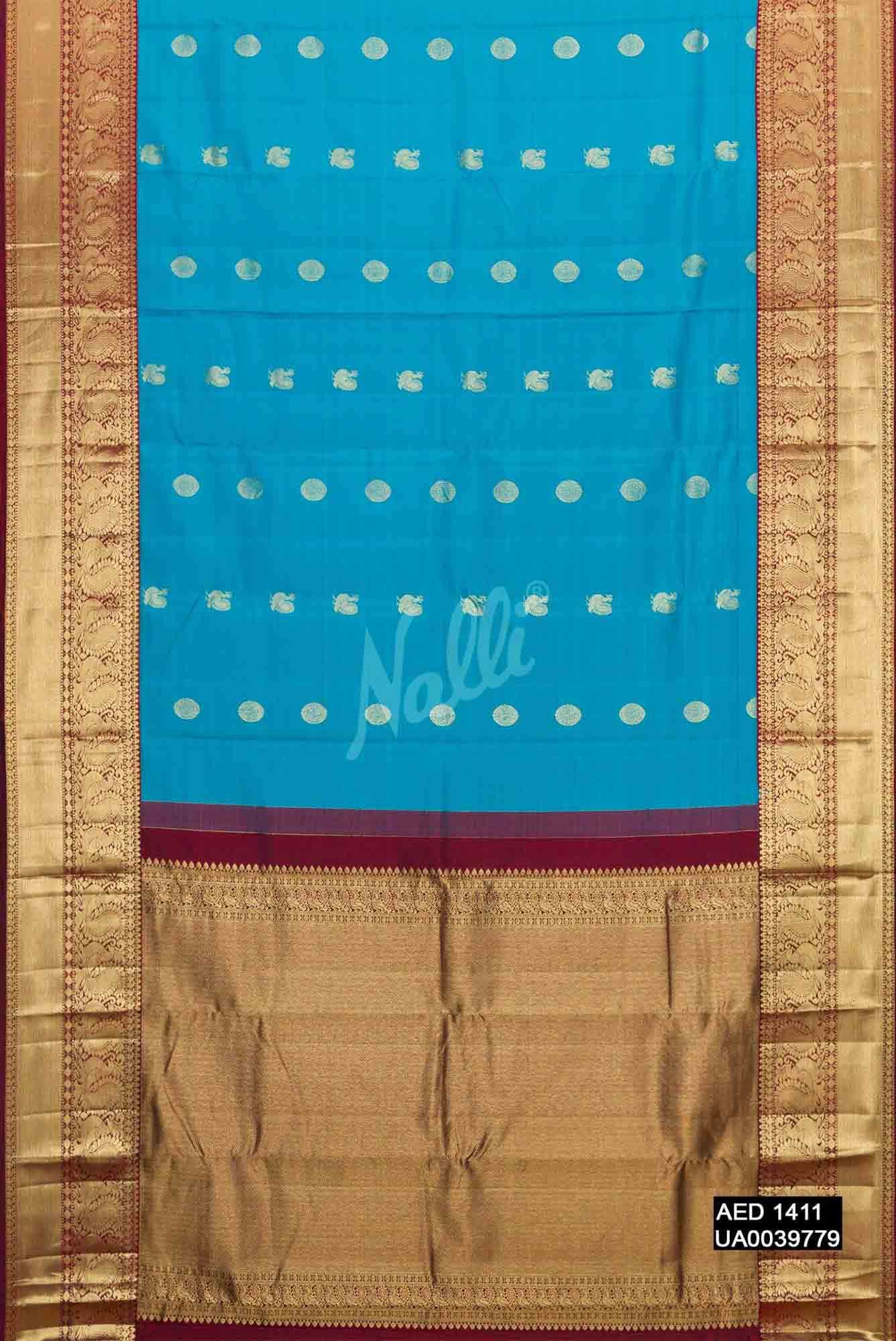 Sky Blue Kanchipuram Silk Saree