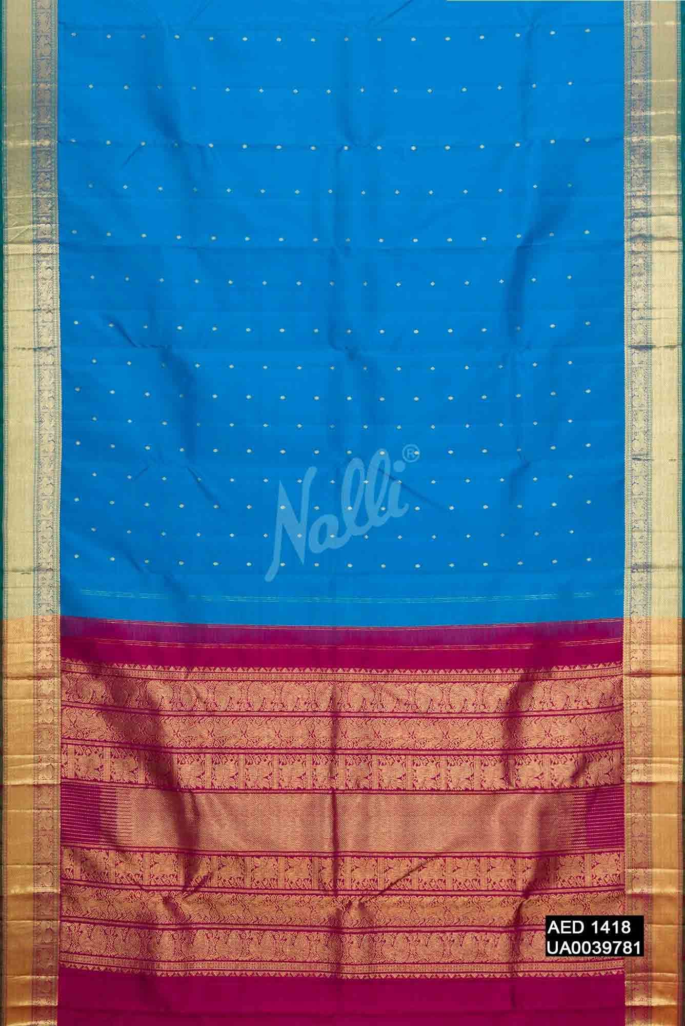 Sky Blue Kanchipuram Silk Saree