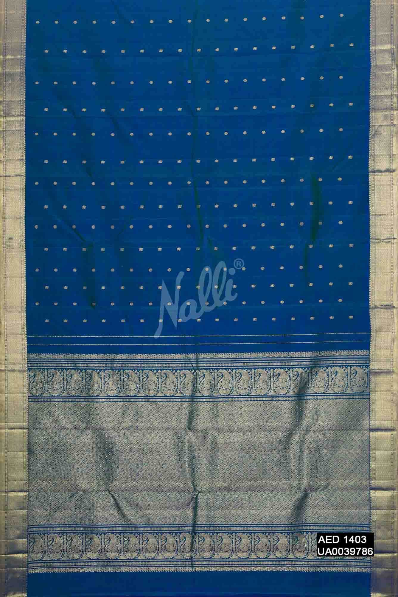 Peacock Blue Kanchipuram Silk Saree
