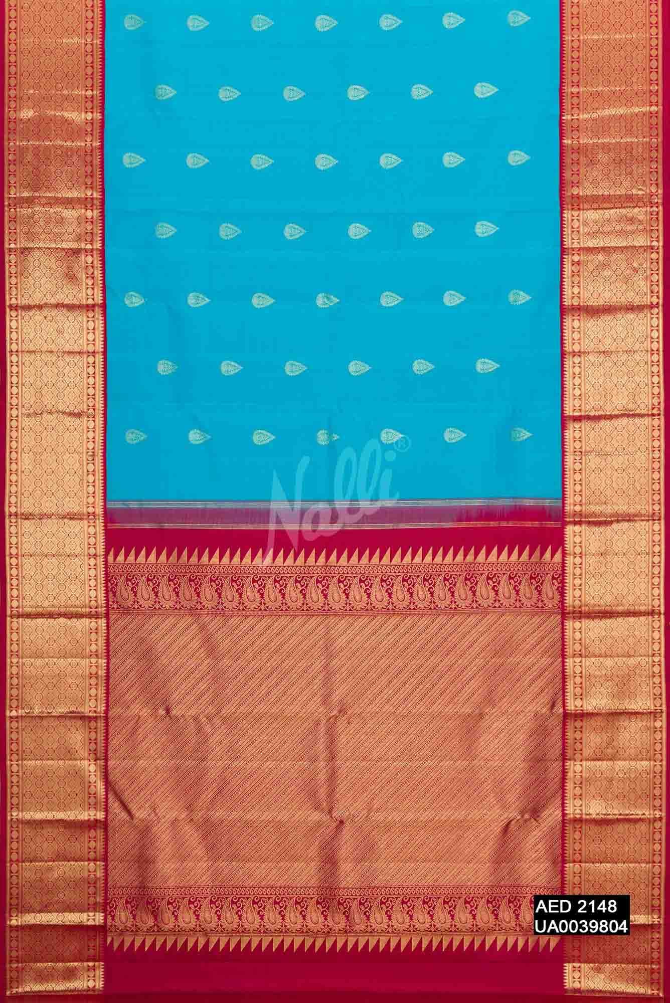 Sky Blue Kanchipuram Silk Saree