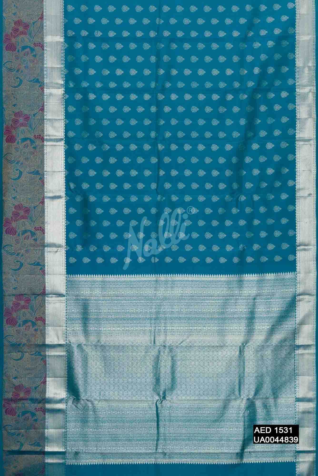 Peacock Blue Kanchipuram Silk Saree