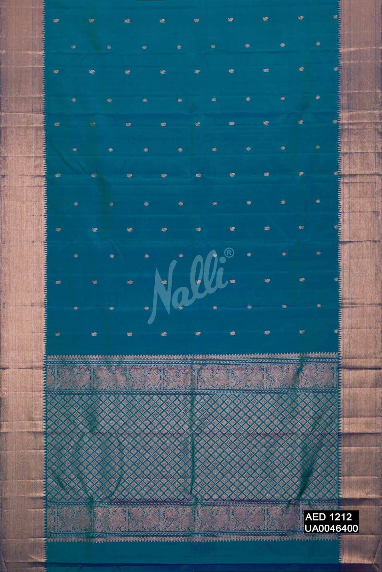 Peacock Blue Kanchipuram Silk Saree