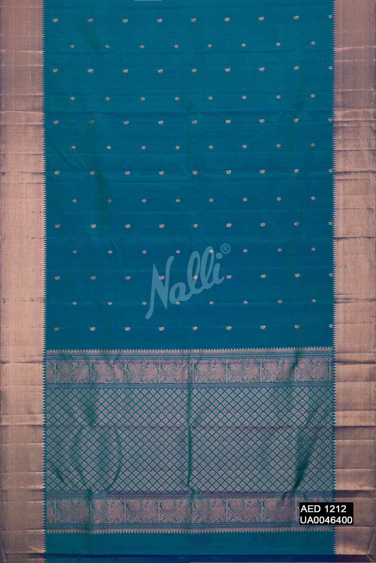 Peacock Blue Kanchipuram Silk Saree