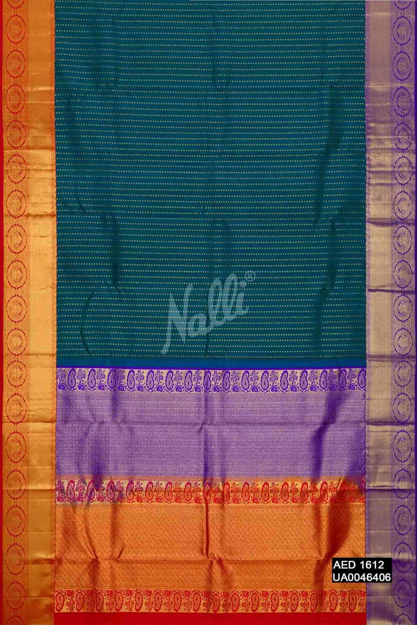 Peacock Blue Kanchipuram Silk Saree