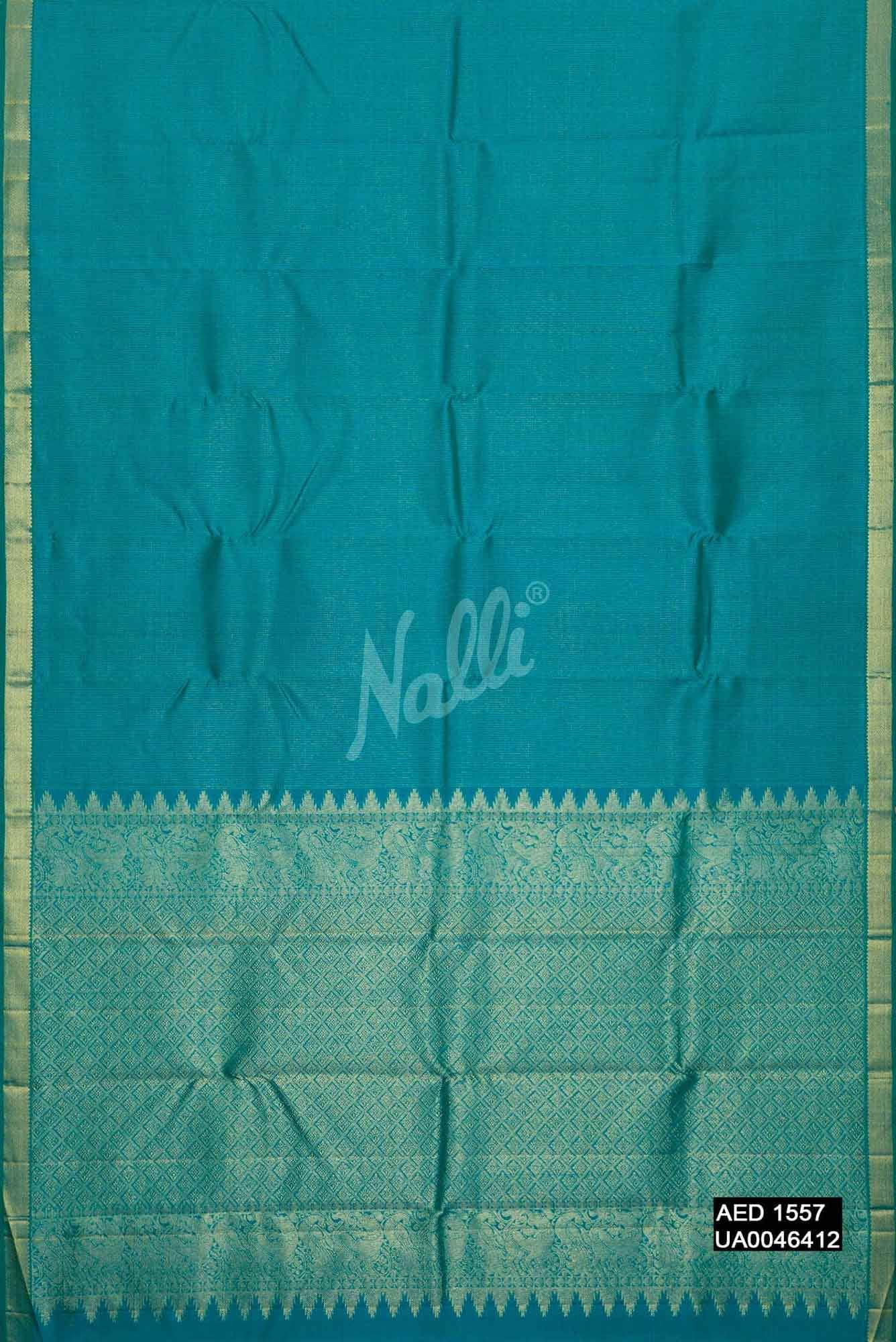 Peacock Blue Kanchipuram Silk Saree