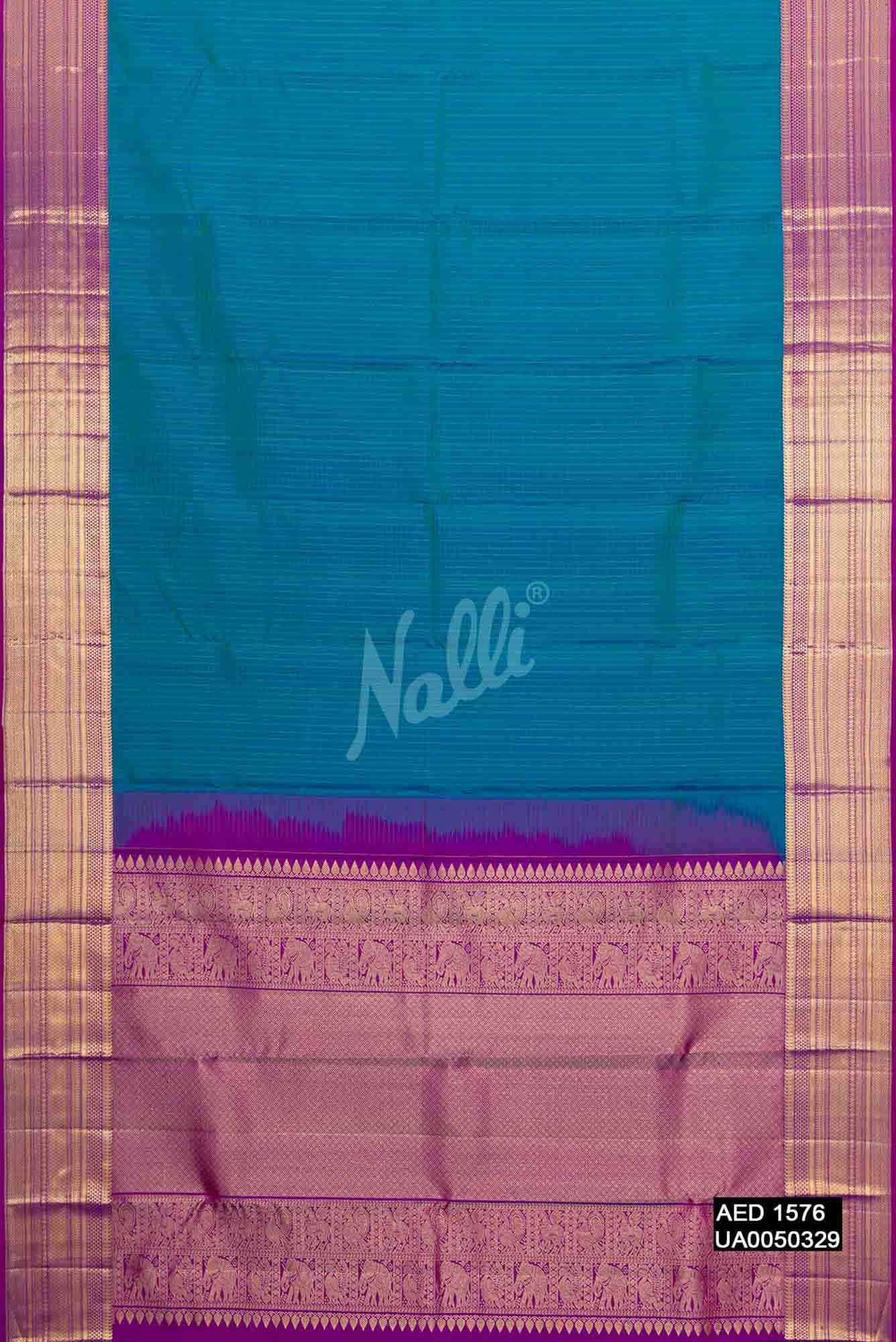 Peacock Blue Kanchipuram Silk Saree