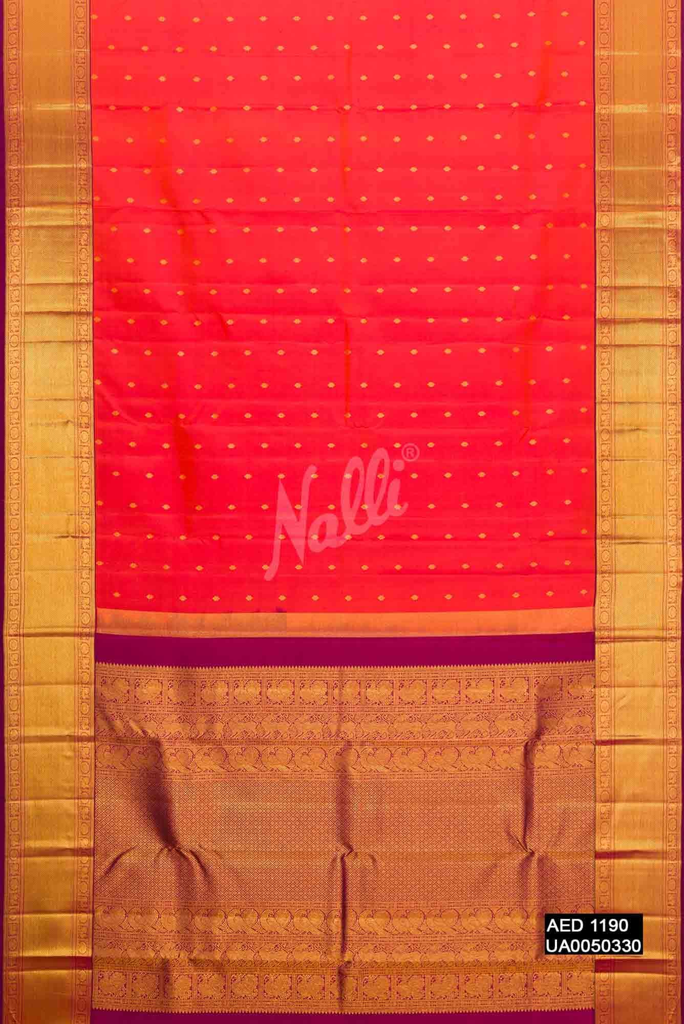 Coral Kanchipuram Silk Saree