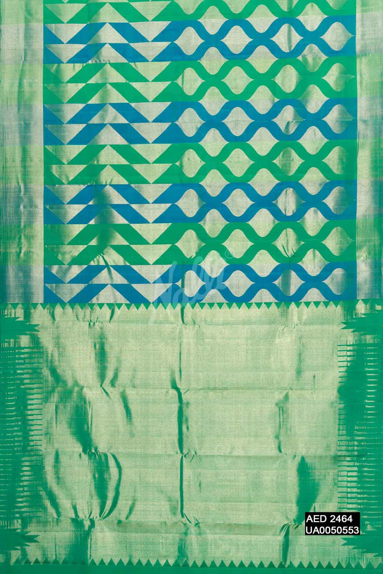 Green and Peacock Blue Kanchipuram Silk Saree