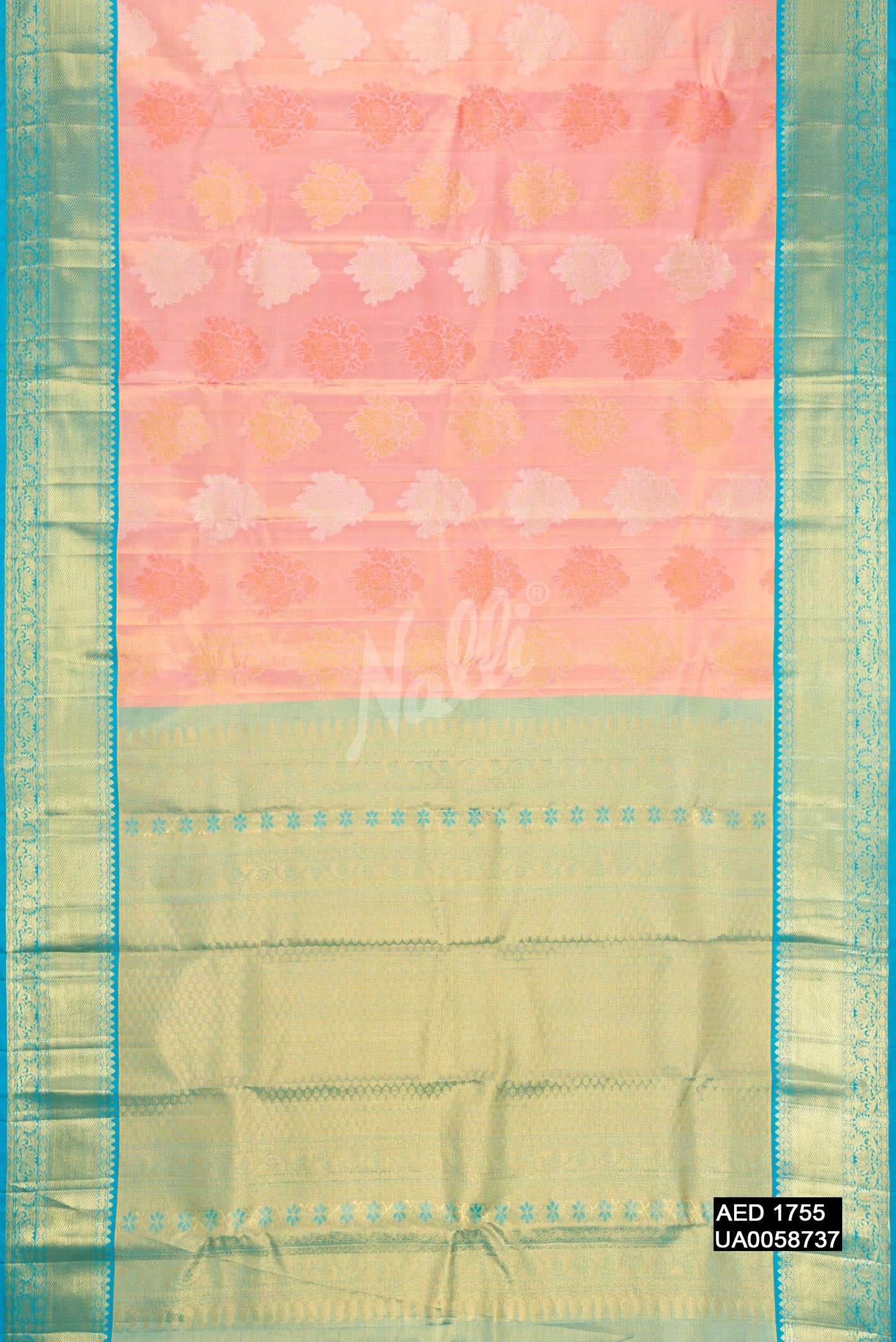 Peach Kanchipuram Tissue Silk Saree