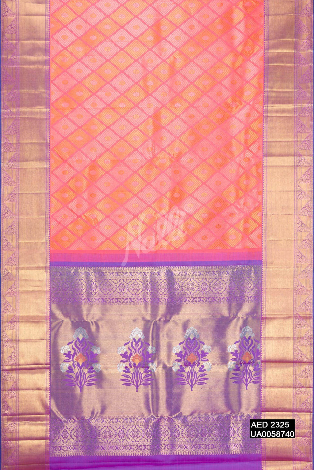Coral Kanchipuram Silk Saree