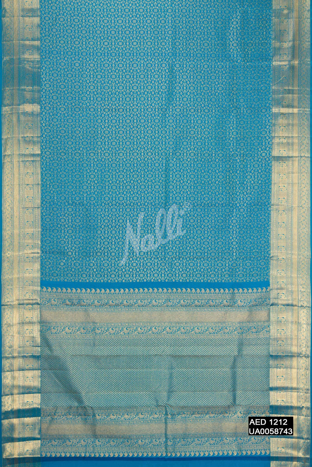 Peacock Blue Kanchipuram Silk Saree