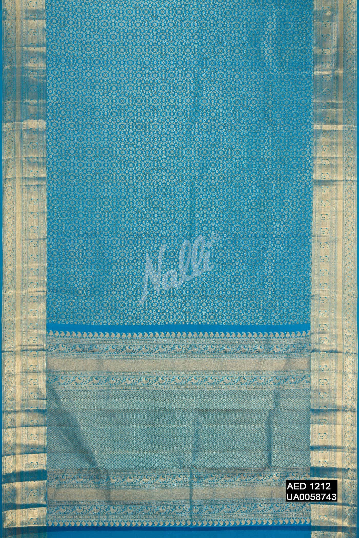 Peacock Blue Kanchipuram Silk Saree
