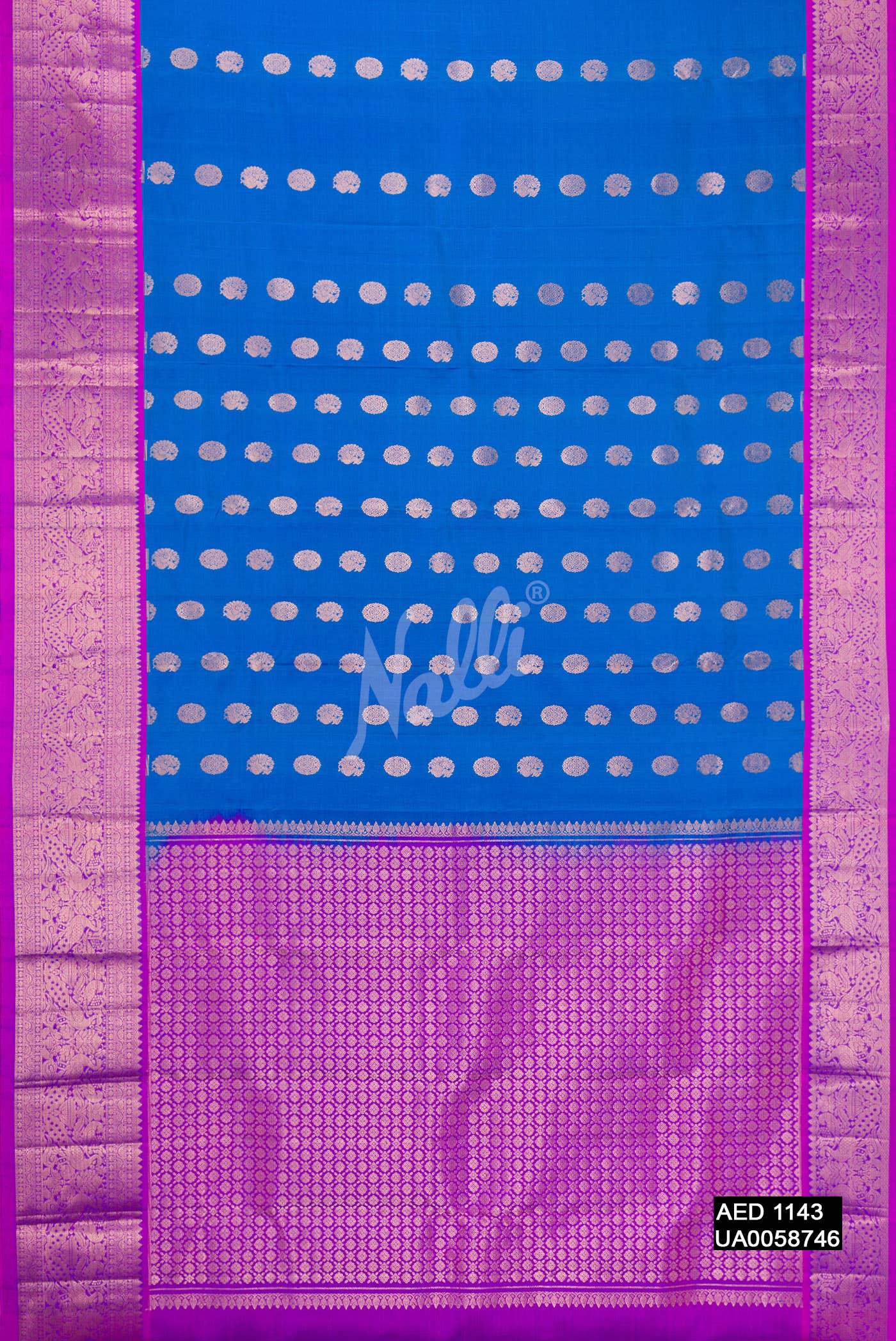 Peacock Blue Kanchipuram Silk Saree