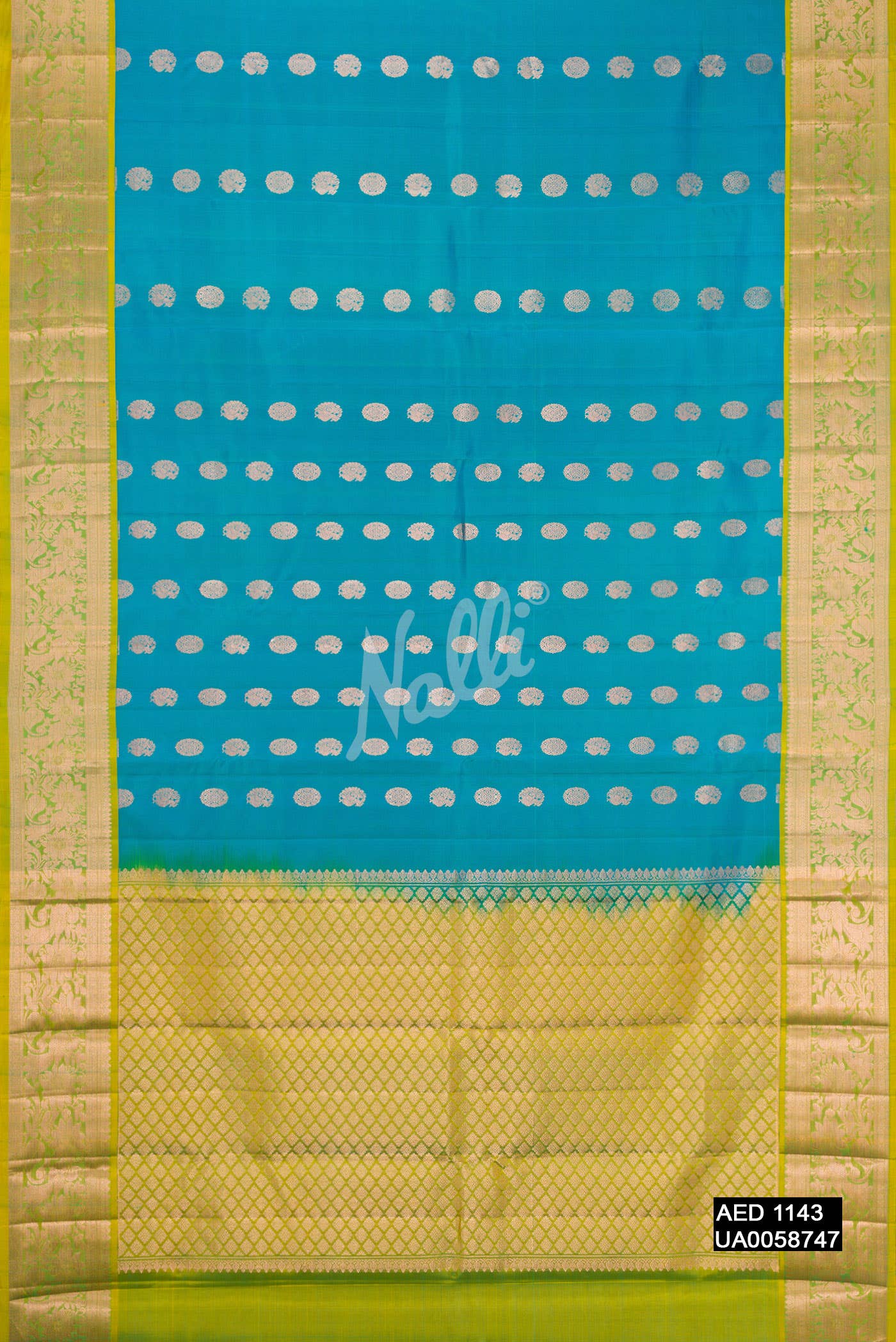 Peacock Blue Kanchipuram Silk Saree