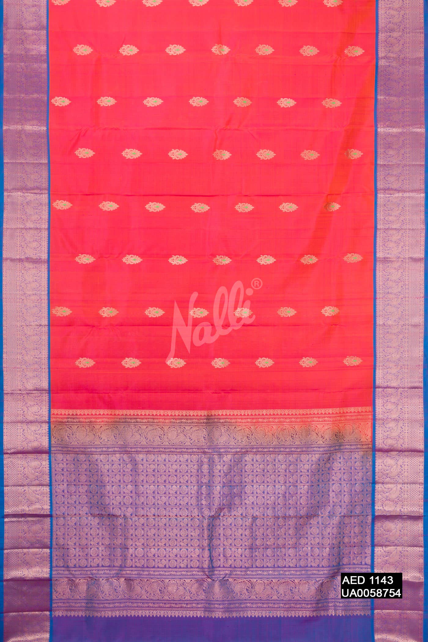 Coral Kanchipuram Silk Saree