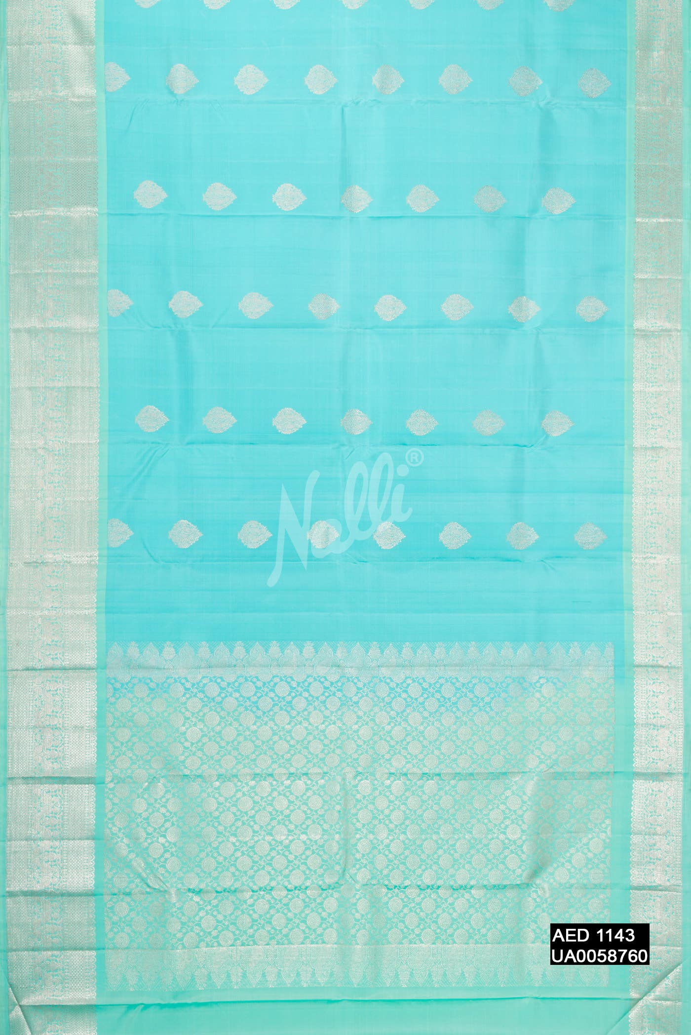 Sky Blue Kanchipuram Silk Saree