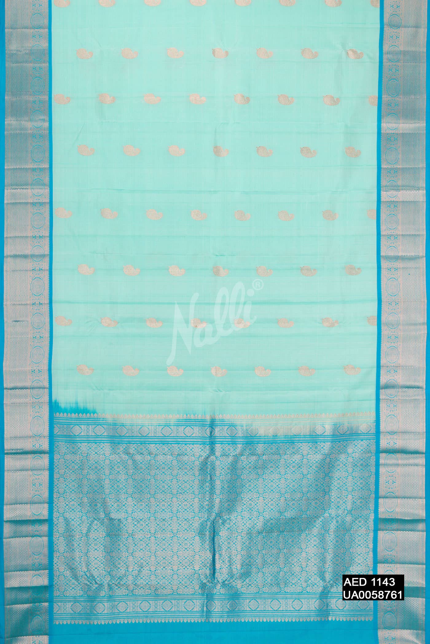 Sea Green Kanchipuram Silk Saree