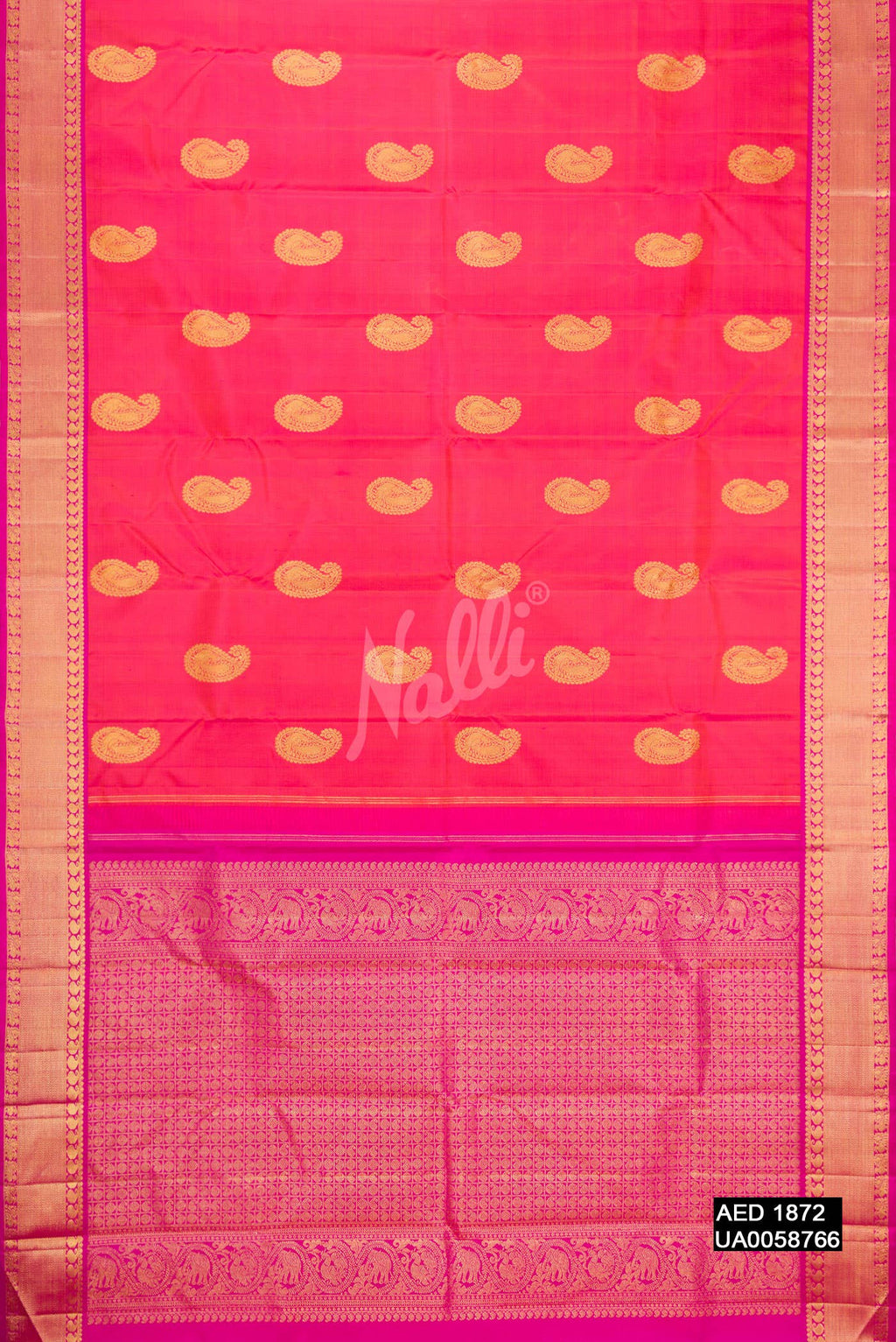 Coral Kanchipuram Silk Saree