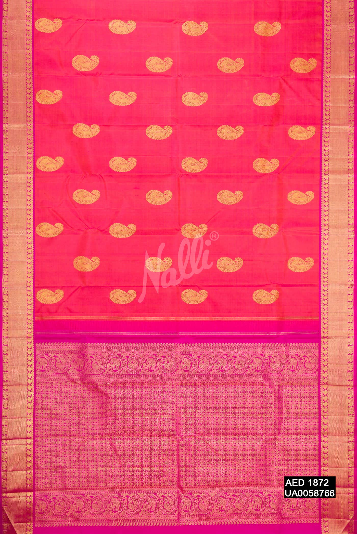 Coral Kanchipuram Silk Saree