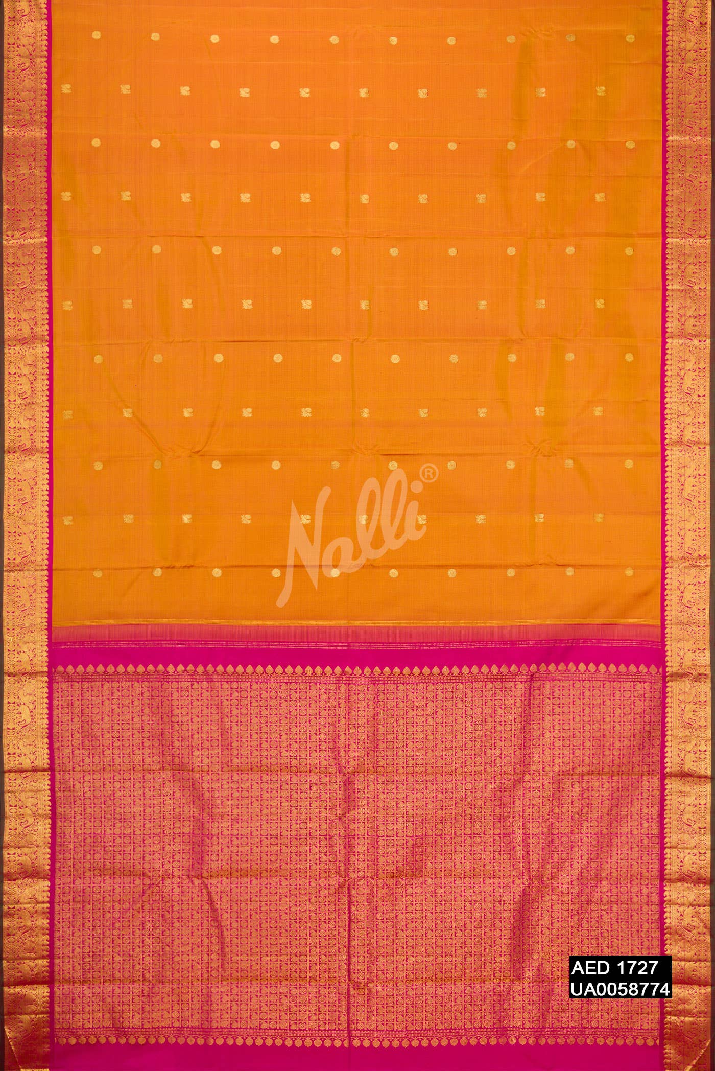 Mustard Kanchipuram Silk Saree