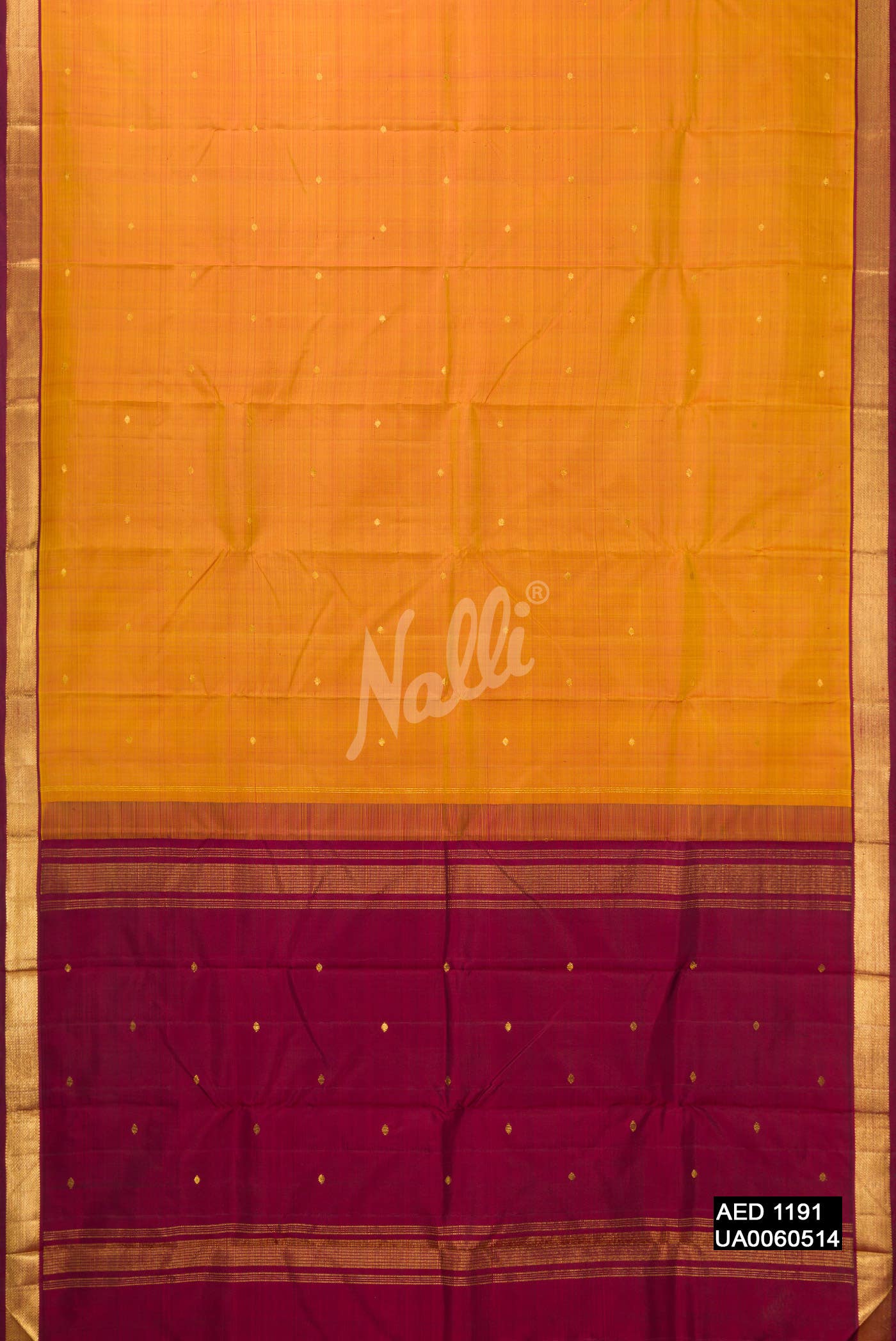 Mustard Kanchipuram Silk Saree