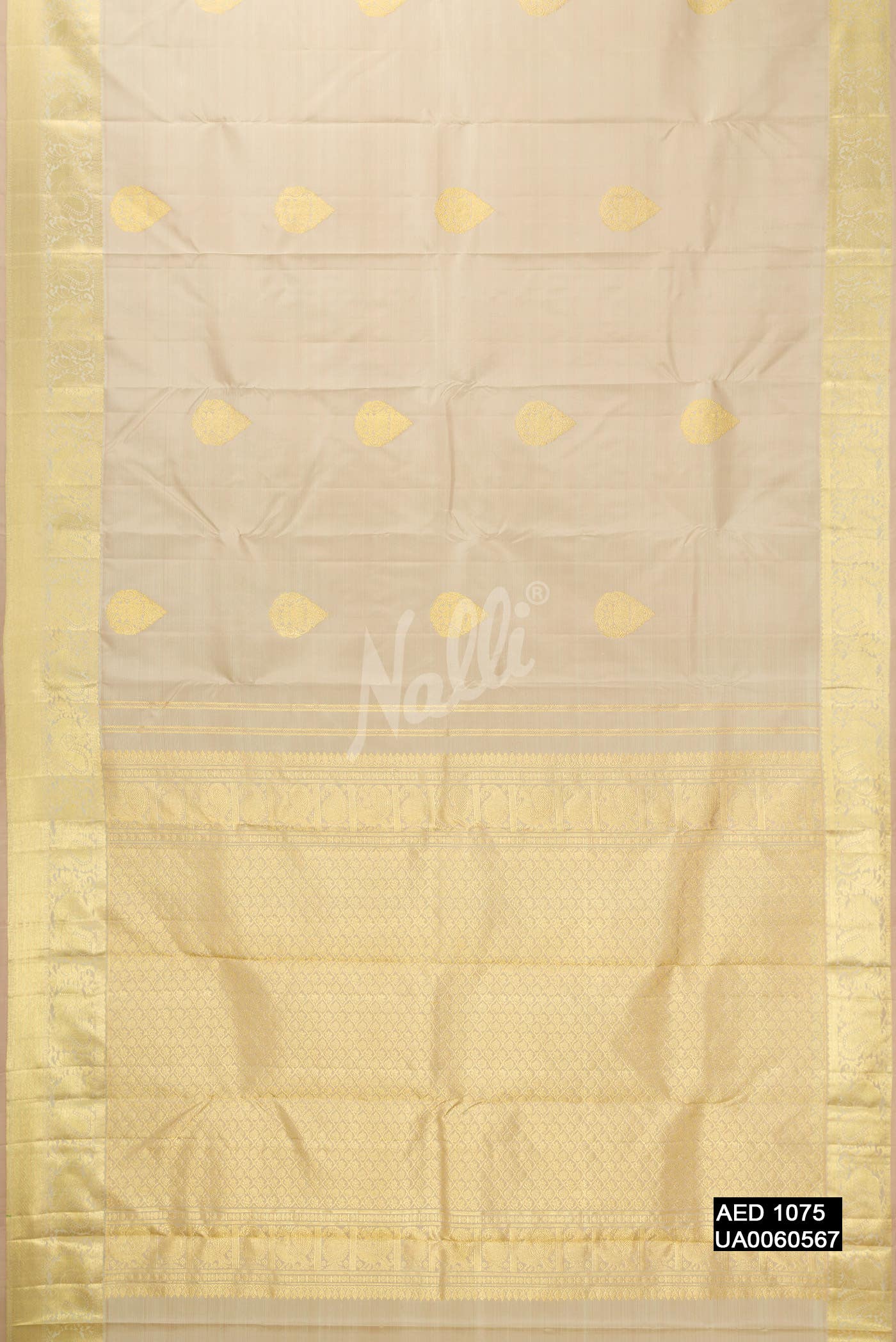 Beige Kanchipuram Silk Saree