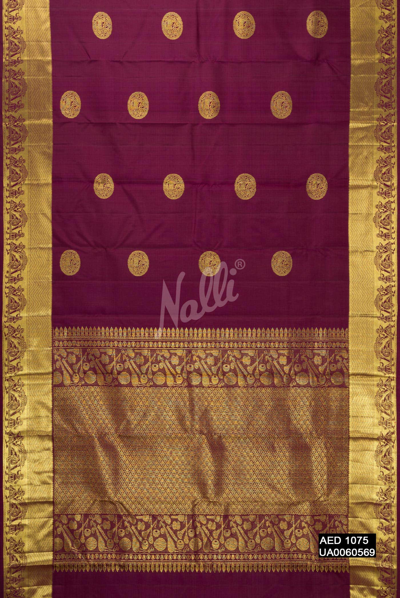 Burgundy Kanchipuram Silk Saree