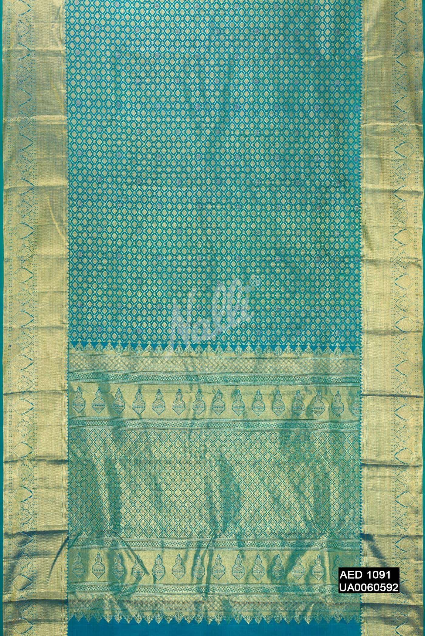 Peacock Blue Kanchipuram Silk Saree