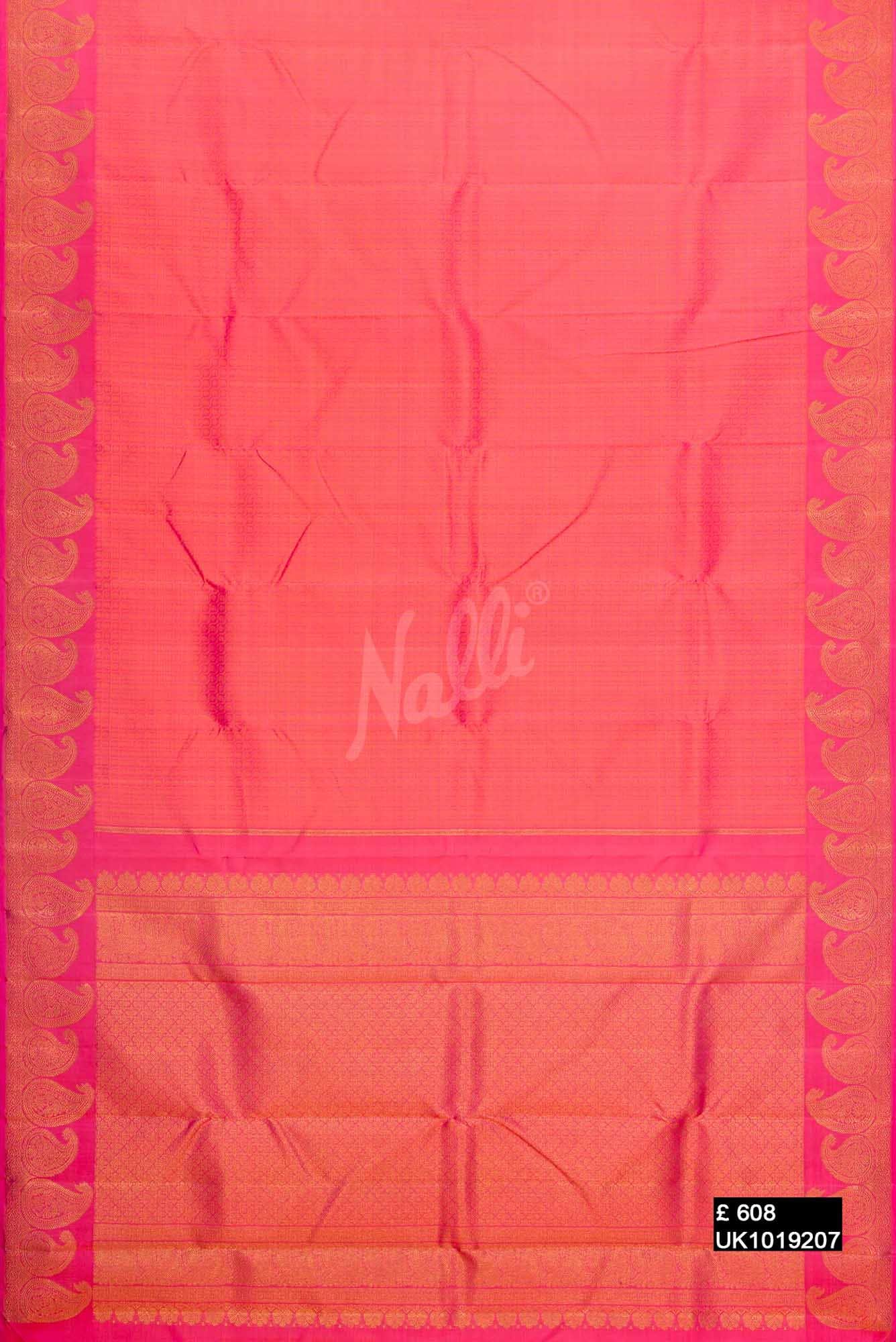Pink with Orange Dual Tone Kanchipuram Silk Saree