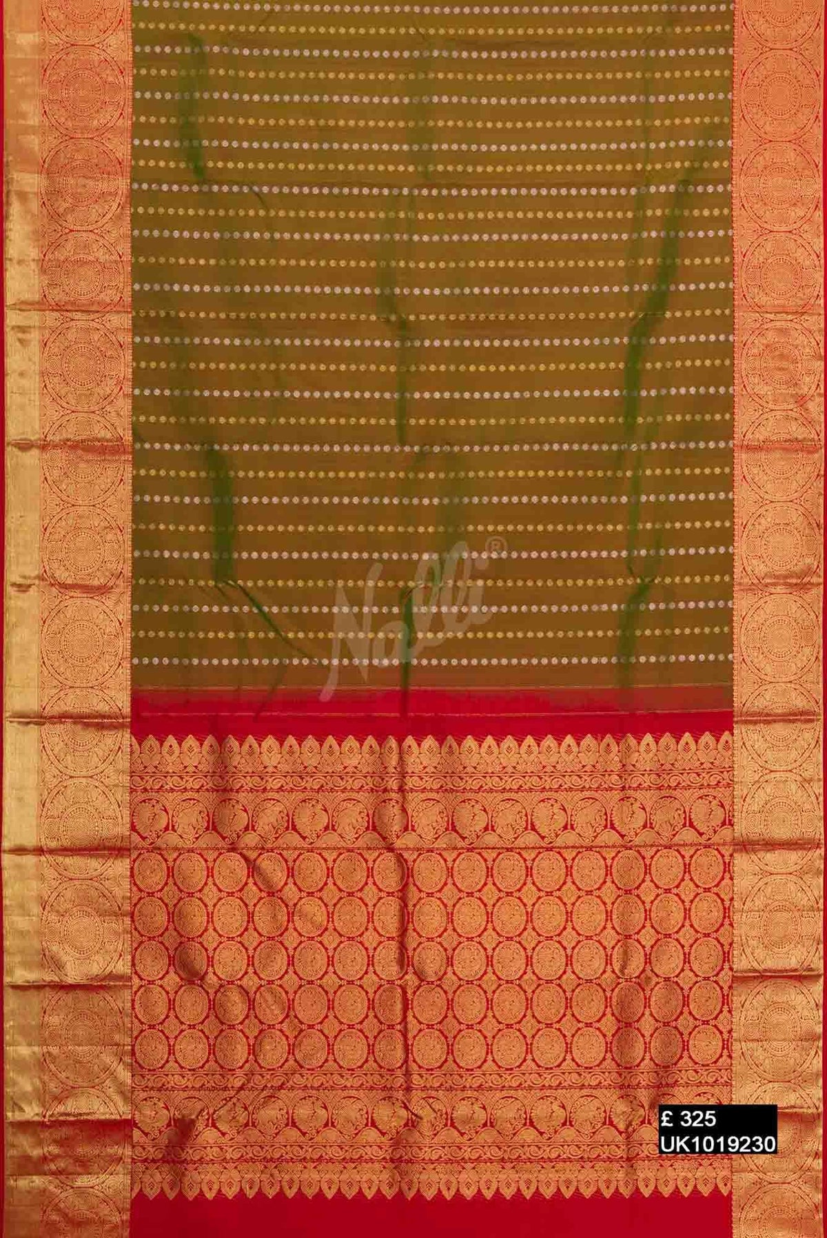 Green with Red Dual Tone Kanchipuram Silk Saree