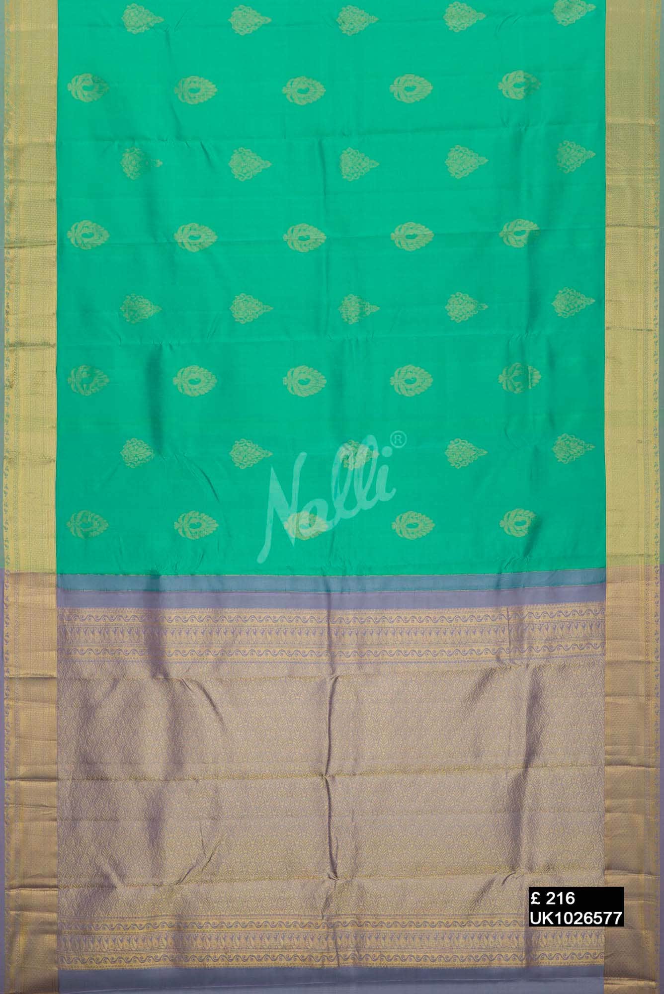 Sea Green Kanchipuram Silk Saree