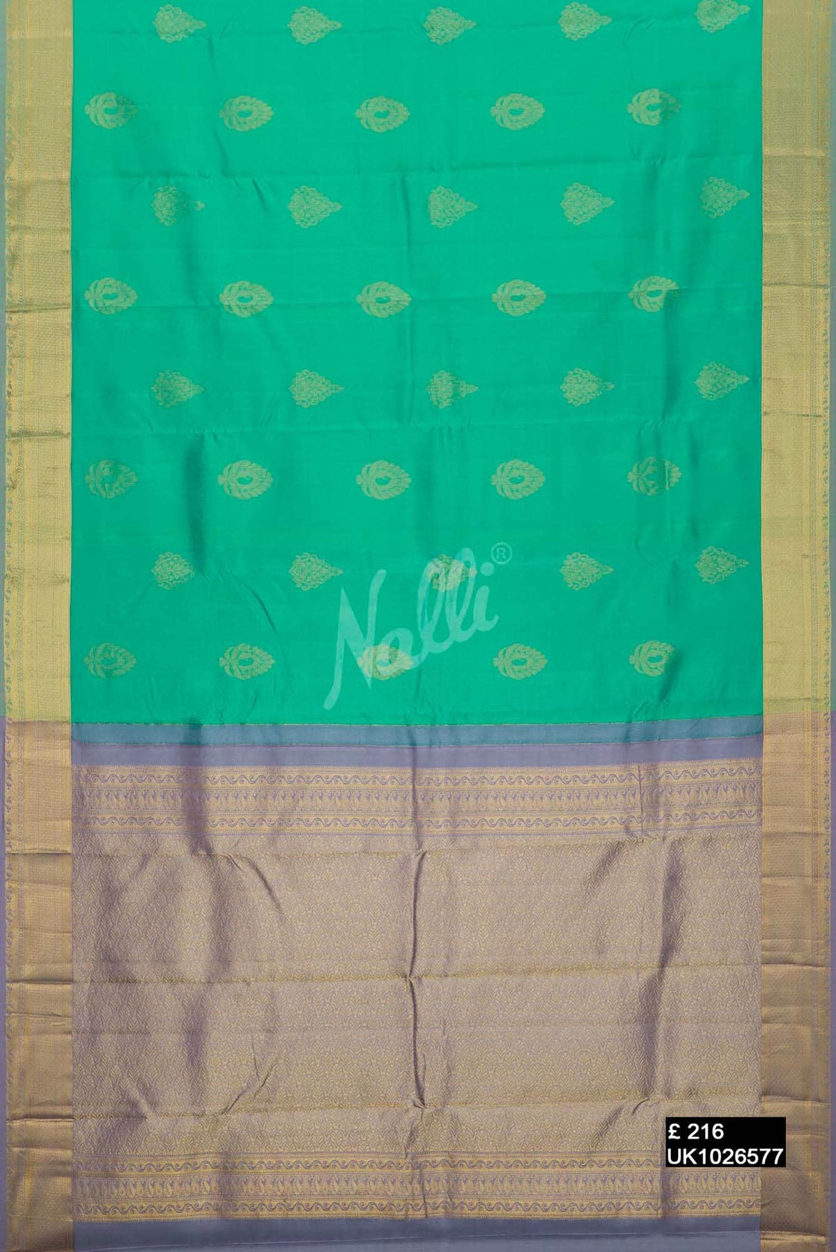 Sea Green Kanchipuram Silk Saree