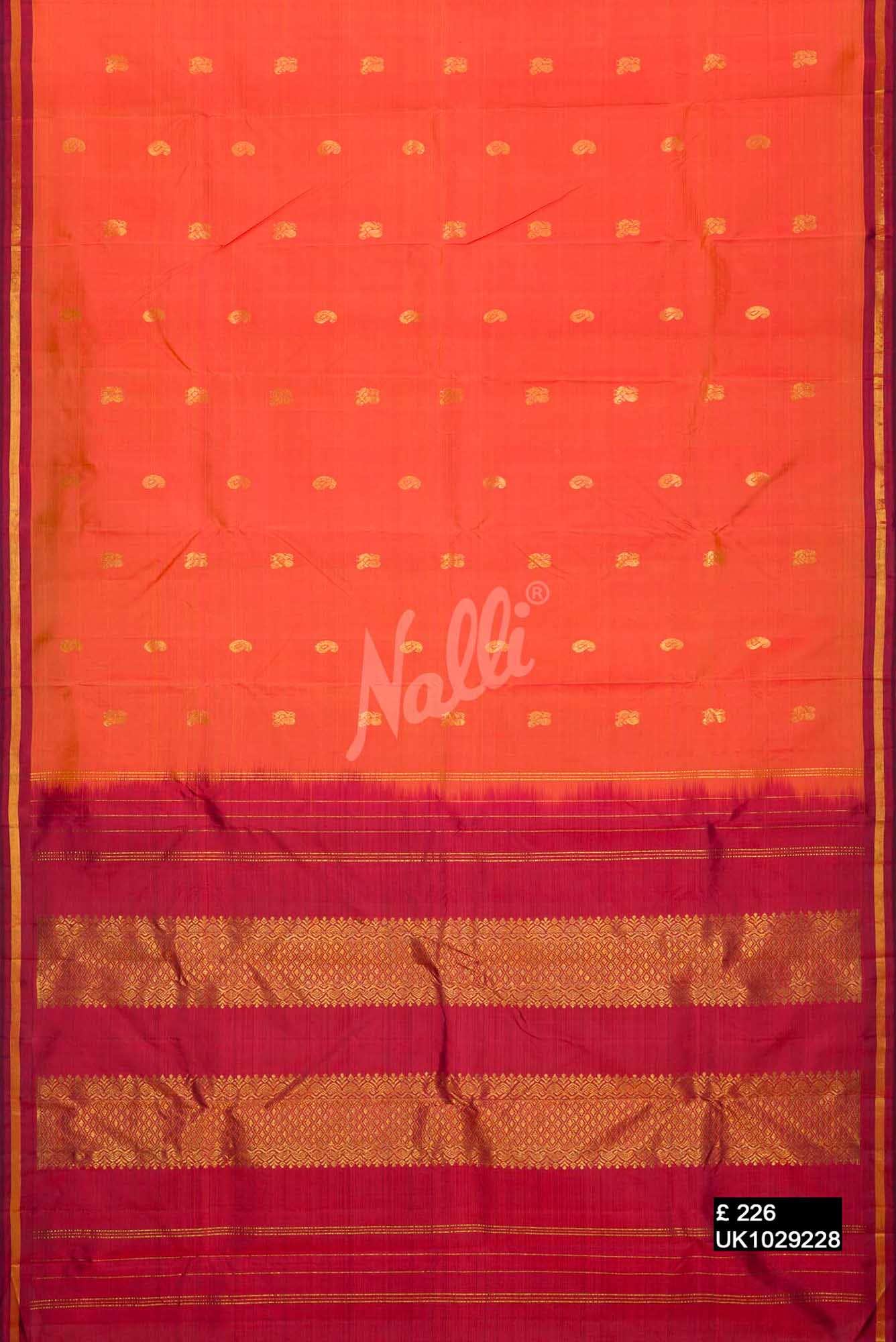 Orange Kanchipuram Silk Saree