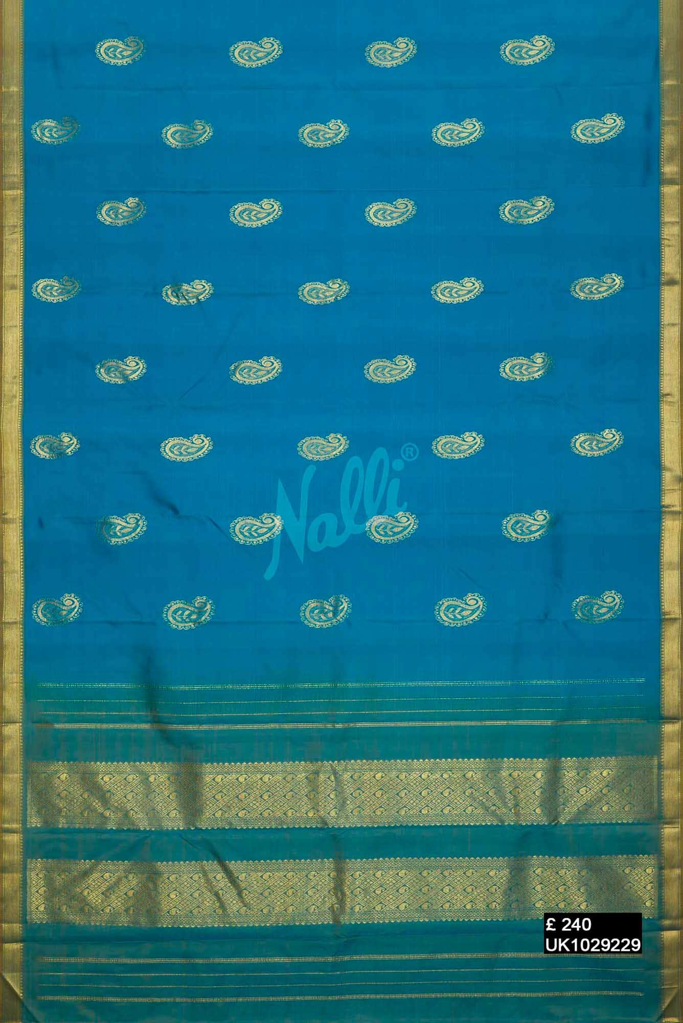 Peacock Blue Kanchipuram Silk Saree