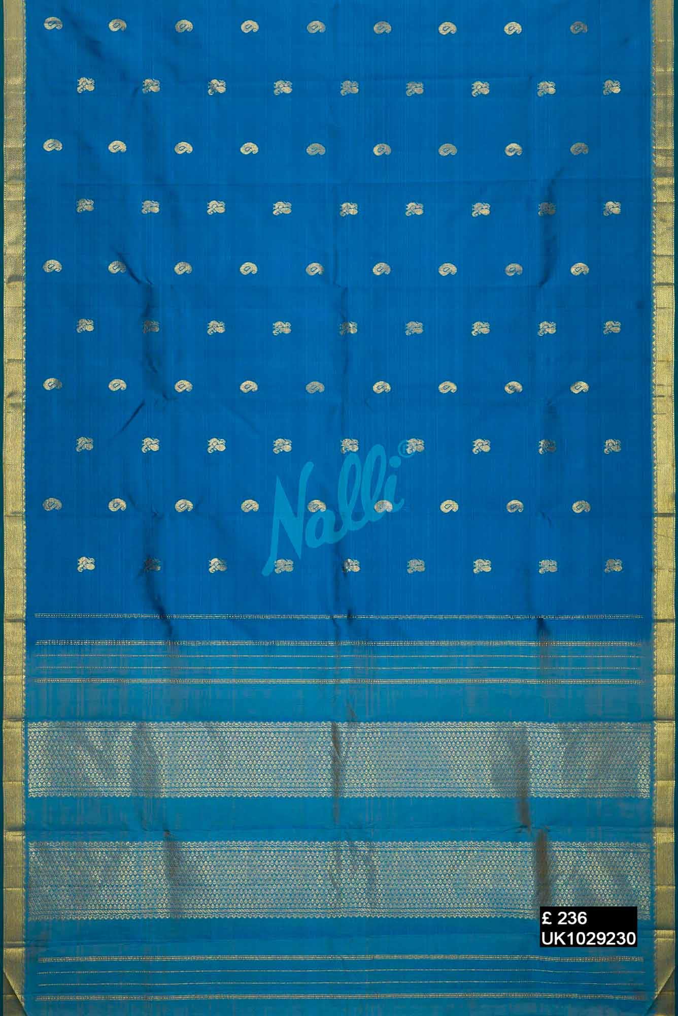Peacock Blue Kanchipuram Silk Saree