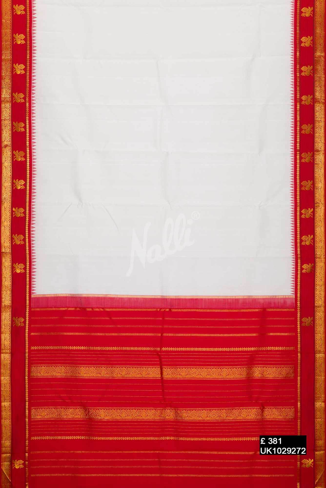 White Kanchipuram Silk Saree