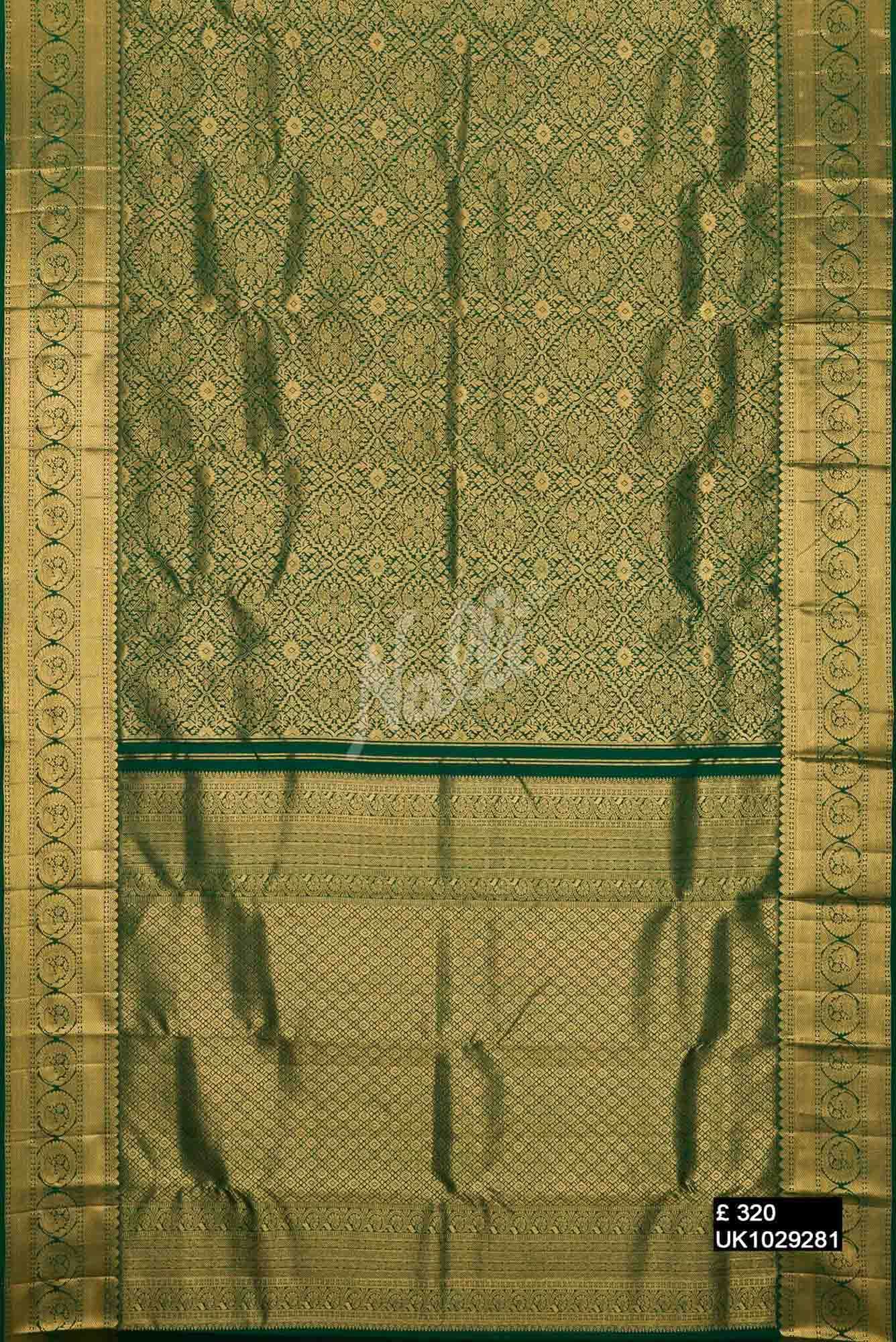 Bottle Green Kanchipuram Silk Saree