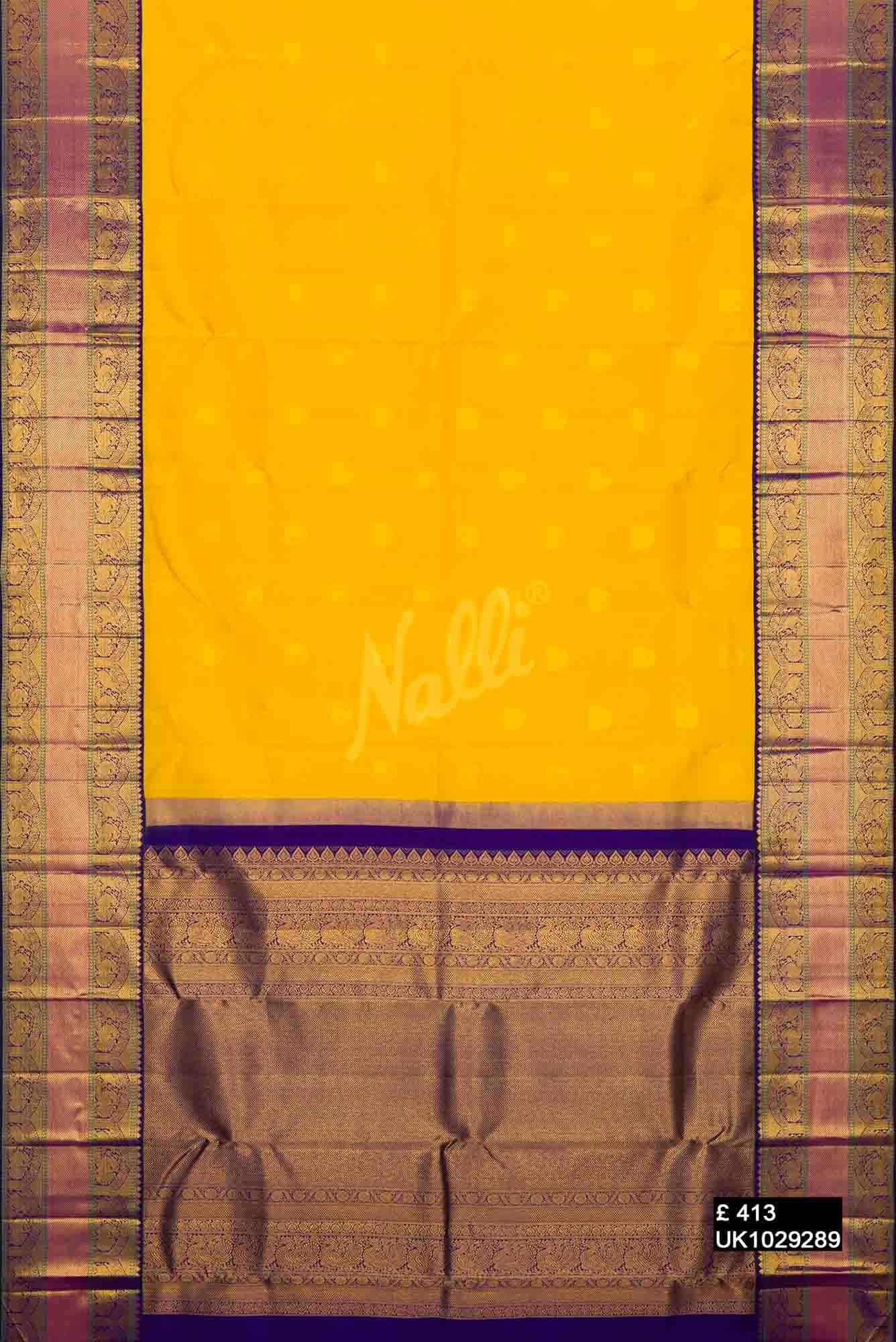 Yellow Kanchipuram Silk Saree