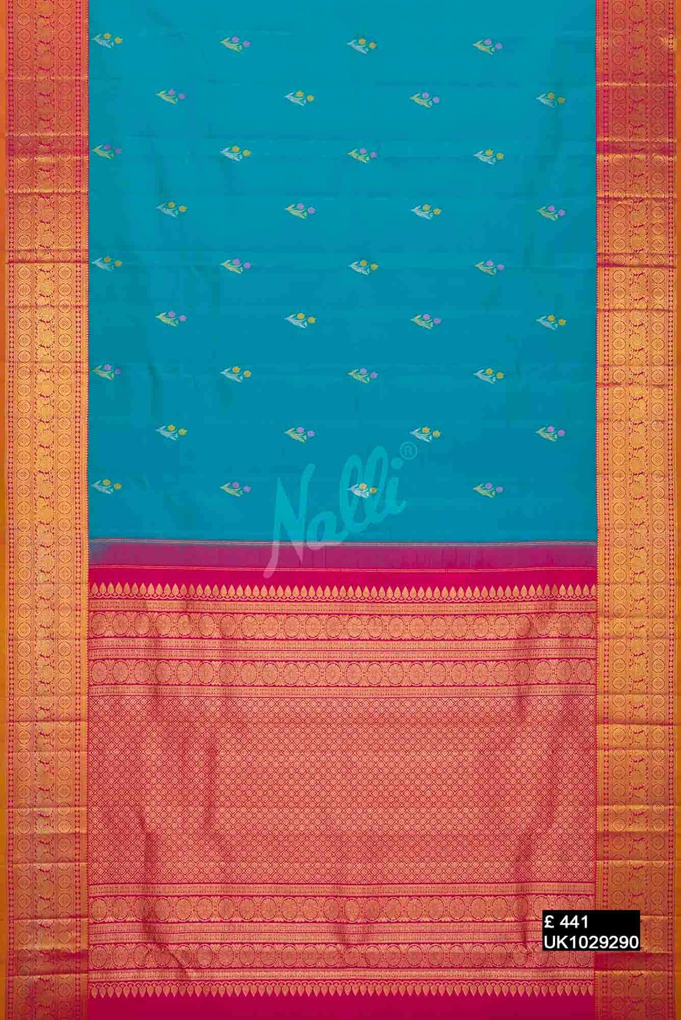 Sky Blue Kanchipuram Silk Saree