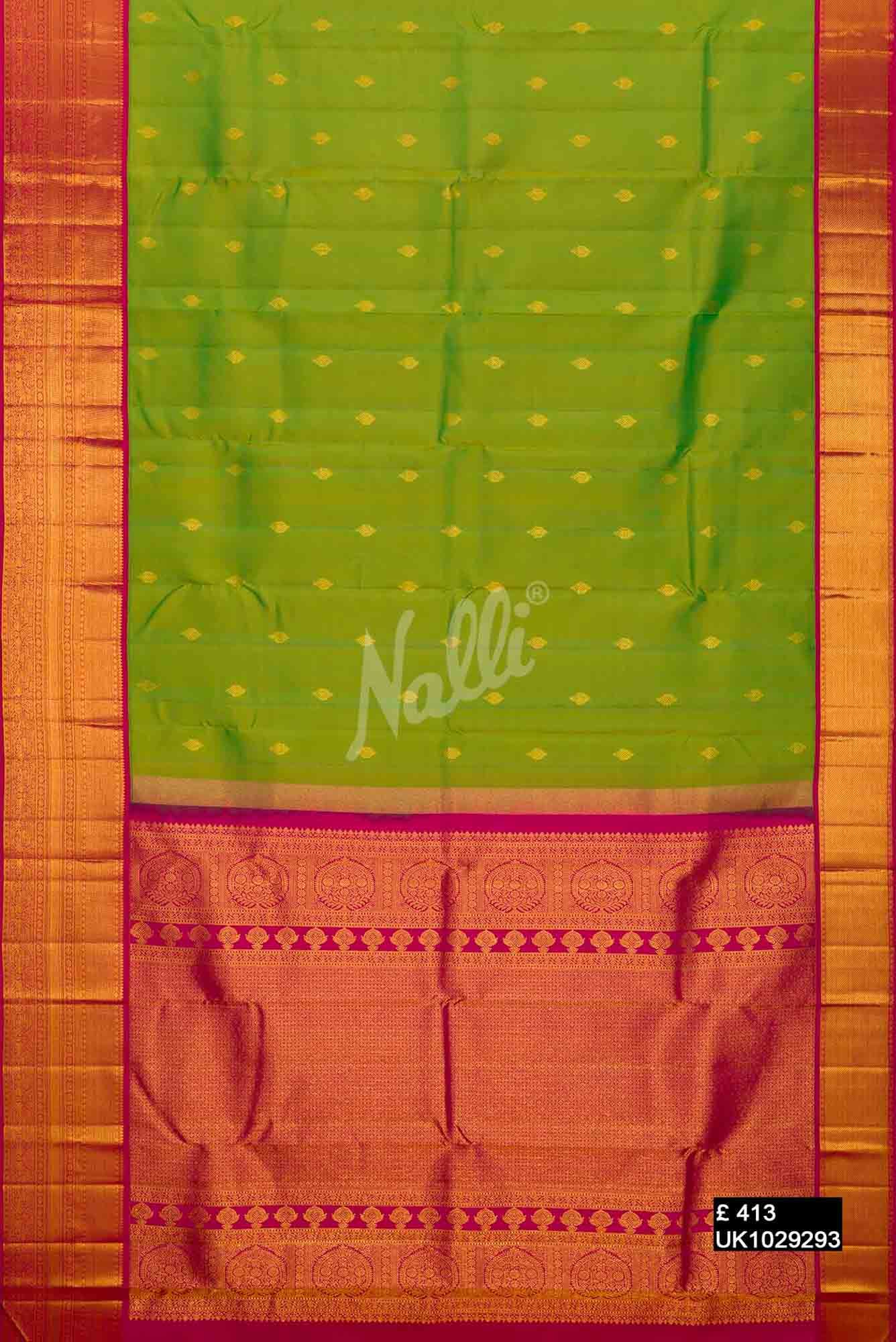 Parrot Green Kanchipuram Silk Saree