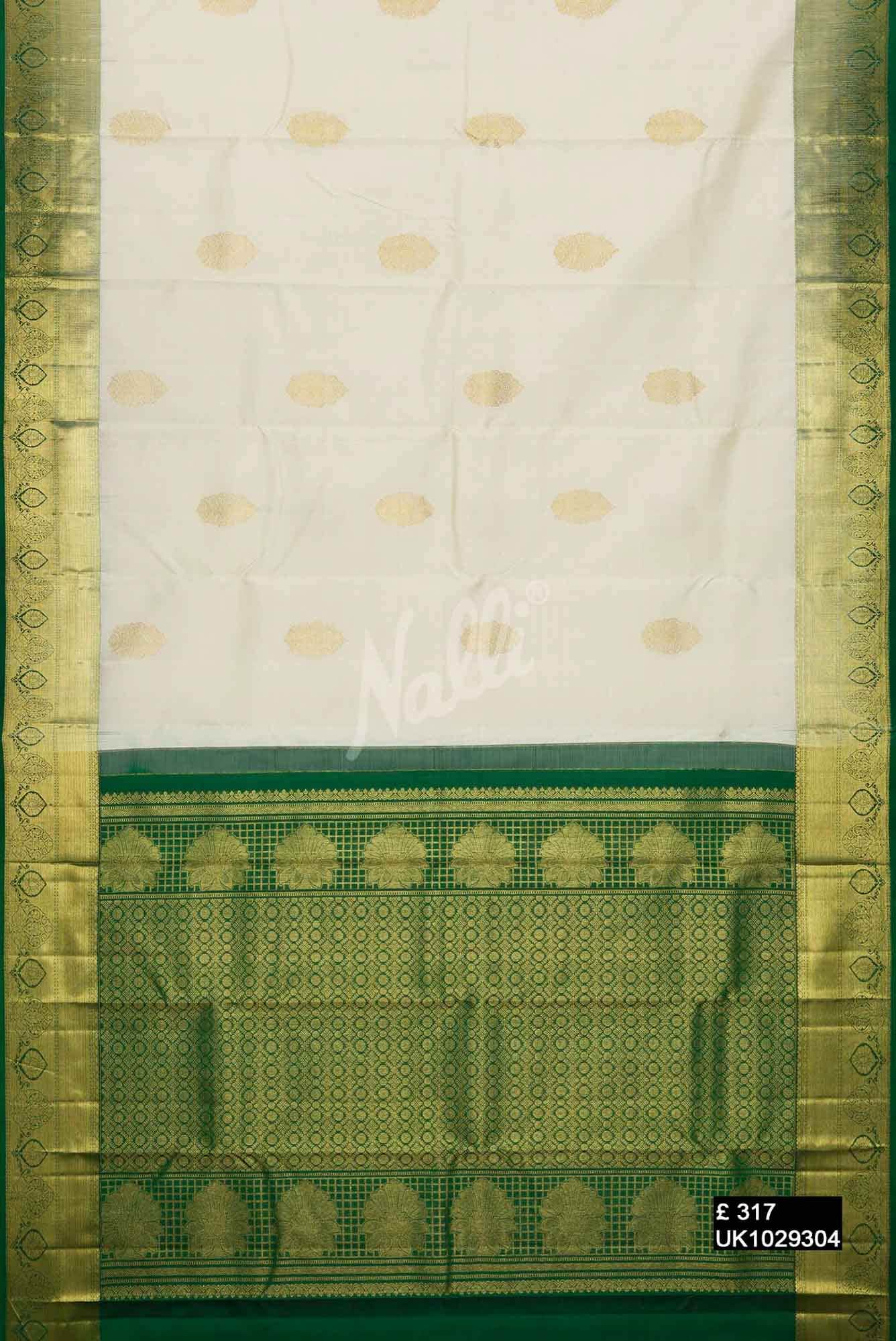 Off White Kanchipuram Silk Saree