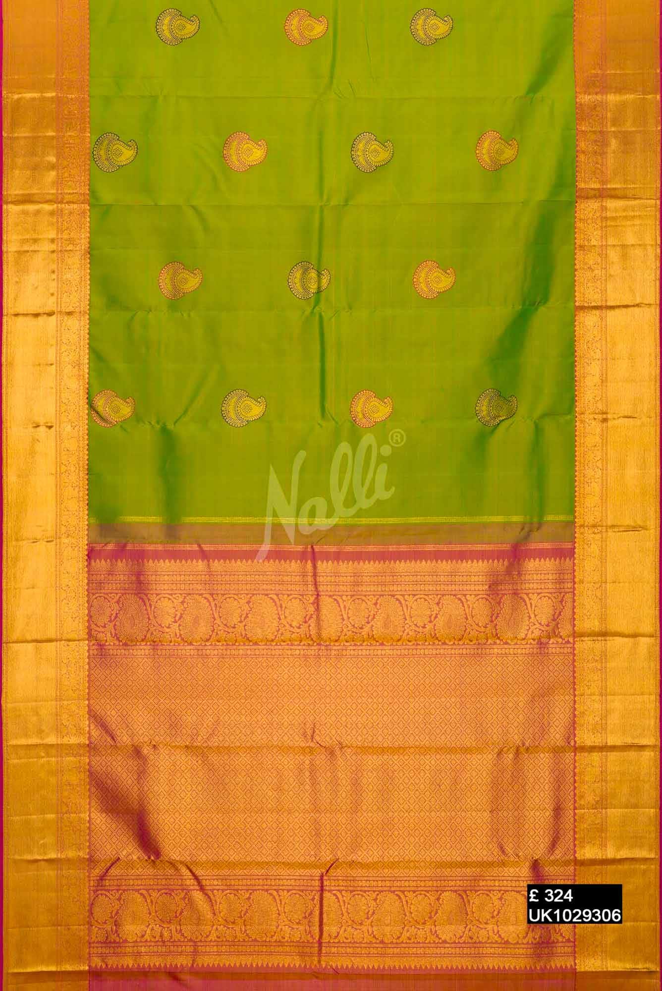 Parrot Green Kanchipuram Silk Saree