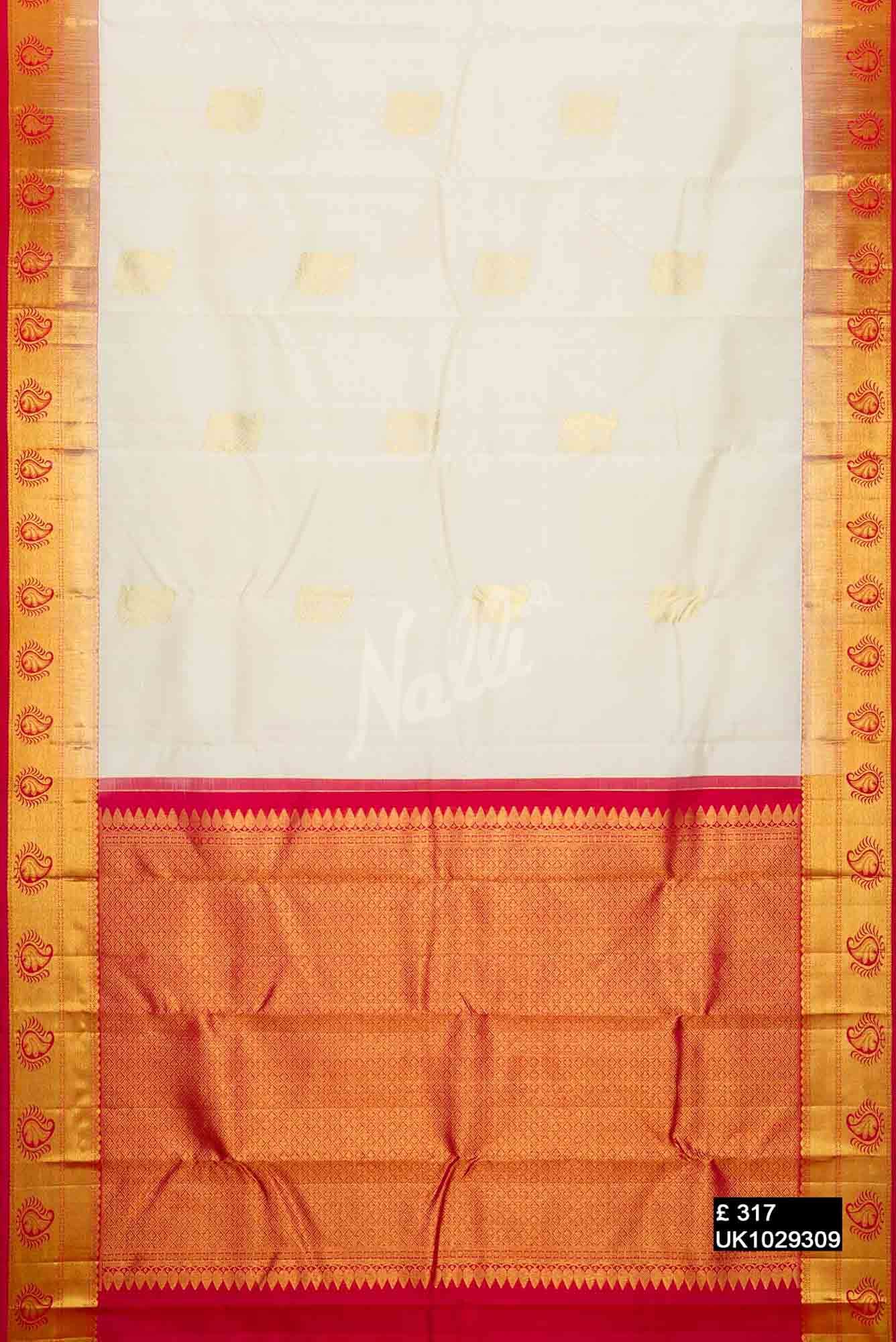 Off White Kanchipuram Silk Saree