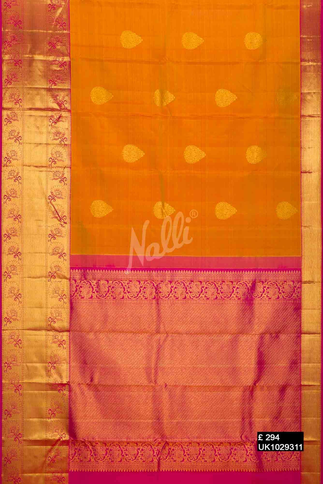 Mustard Kanchipuram Silk Saree