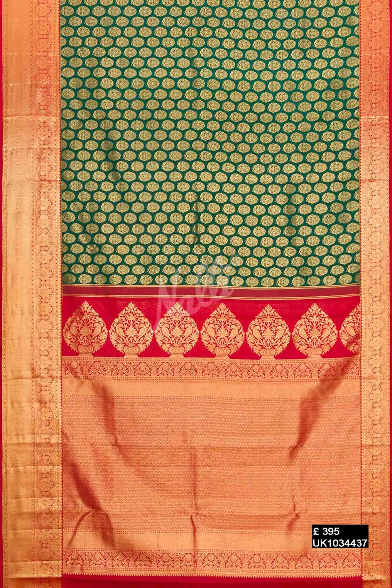 Bottle Green Kanchipuram Silk Saree