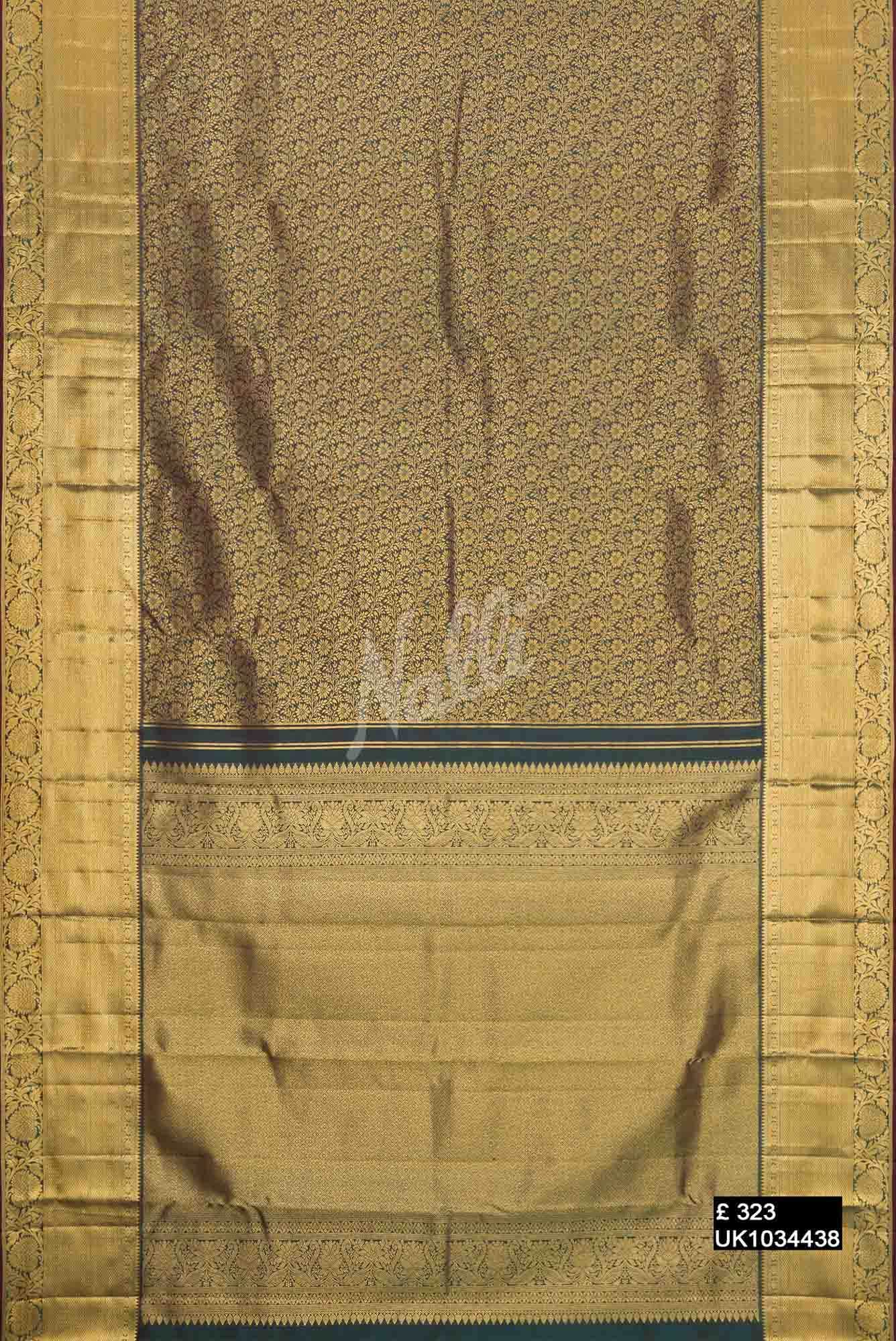 Bottle Green Kanchipuram Silk Saree