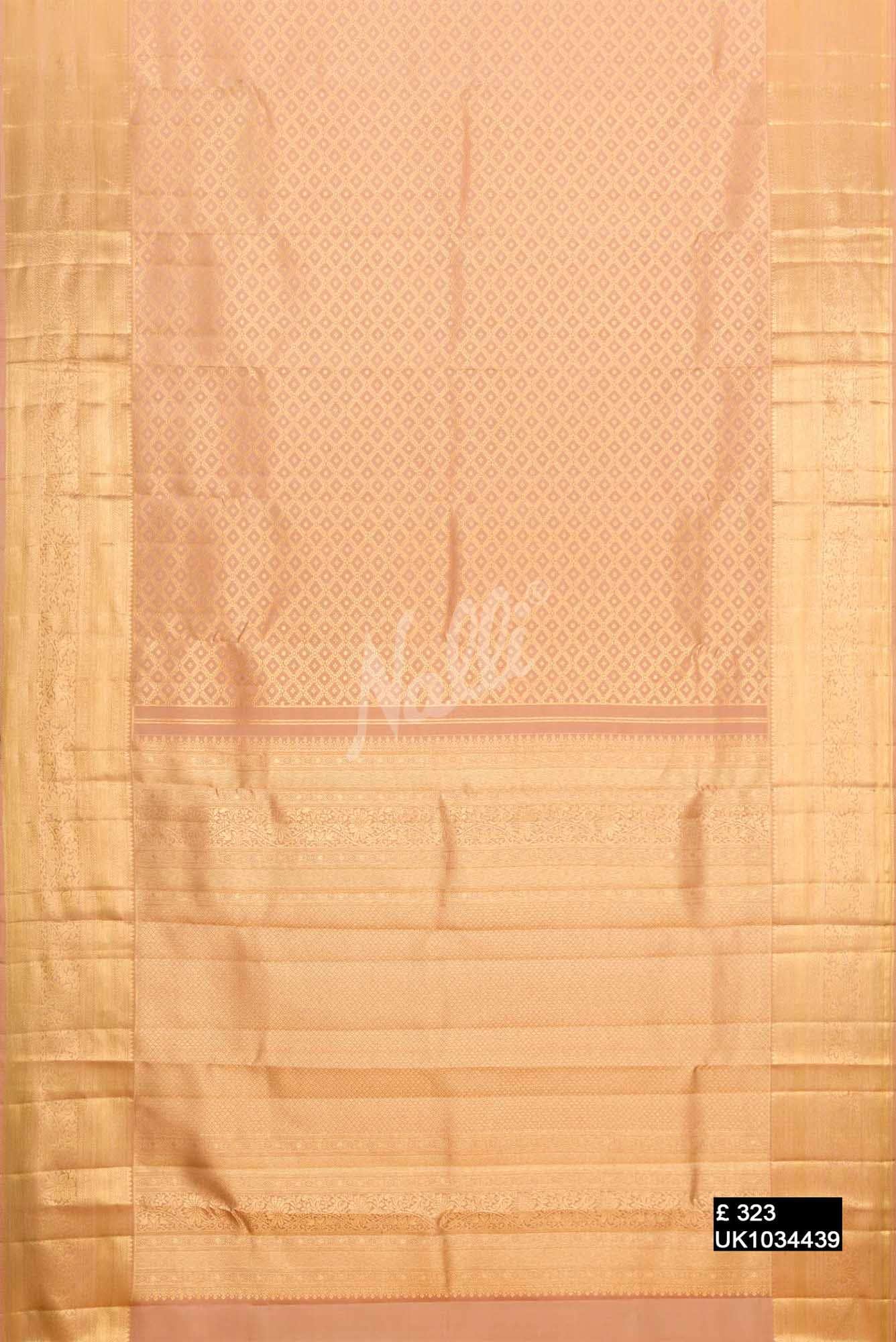 Golden Peach Kanchipuram Silk Saree