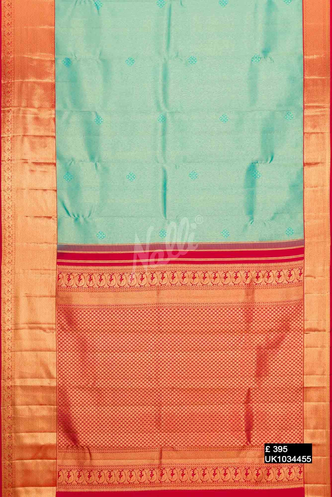 Sea Green Kanchipuram Silk Saree